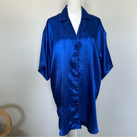Vintage Victoria’s Secret Blue Satin Sleep Shirt Dress‎ S Gold Label - Picture 5 of 7